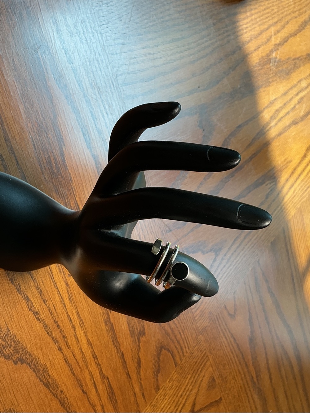 Sterling Silver Black Enamel Modern Statement Ring